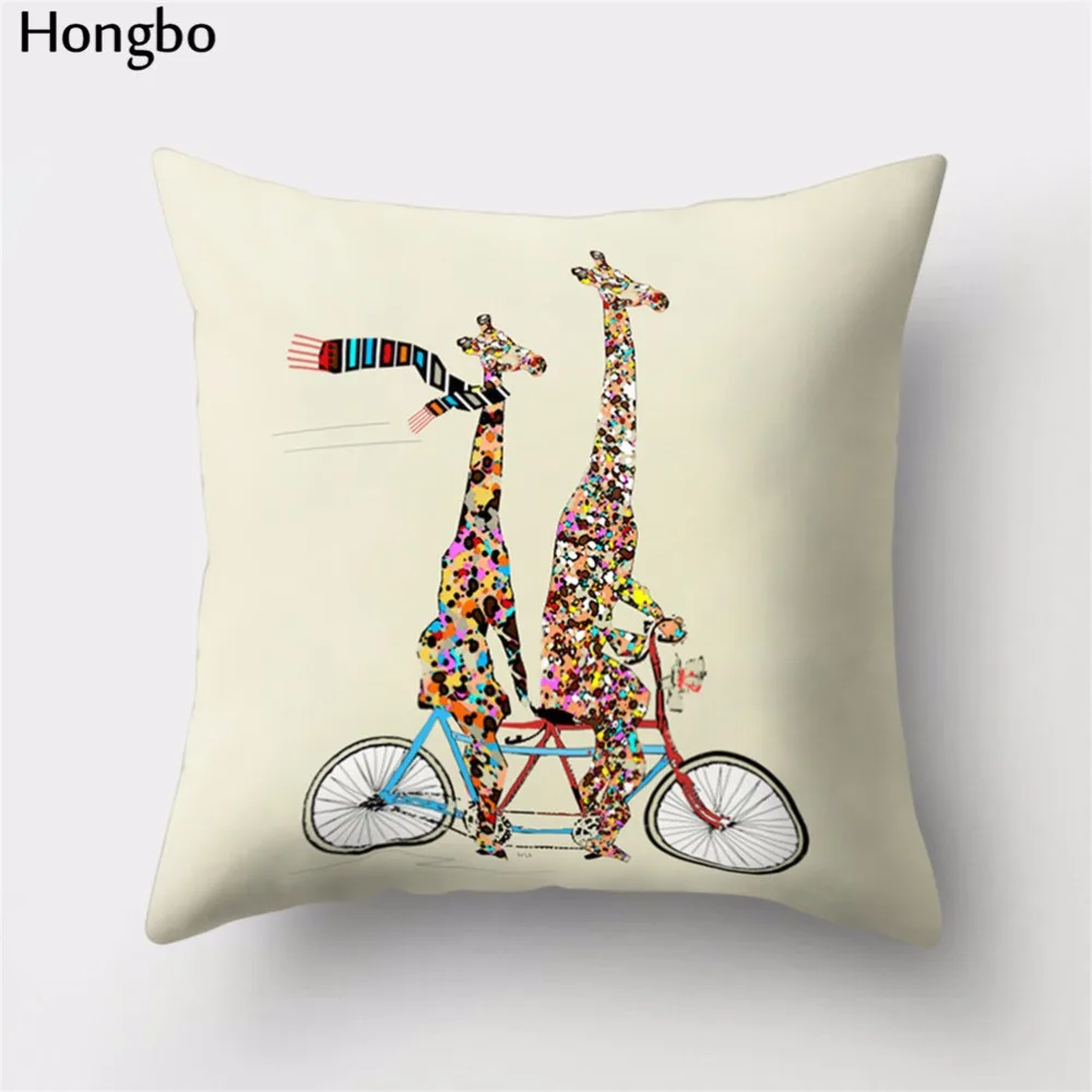 Hongbo 1 шт. мультяшная велосипедная Подушка с принтом, чехол для кровати, поясная подушка для кафе, чехол для автомобиля, дивана, домашний декор