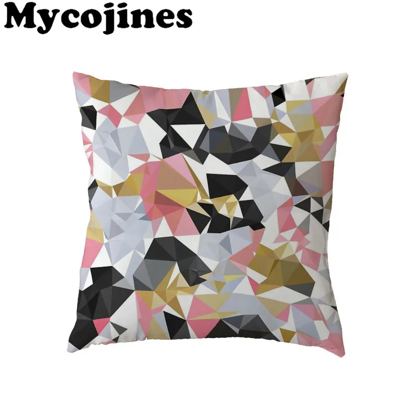 Hot Sale Cushion Cover 45x45cm Pink Geometric Stripes Gold Colorful Flowers Home Sofa Decor Polyester Peach Skin Pillow Cases | Дом и сад