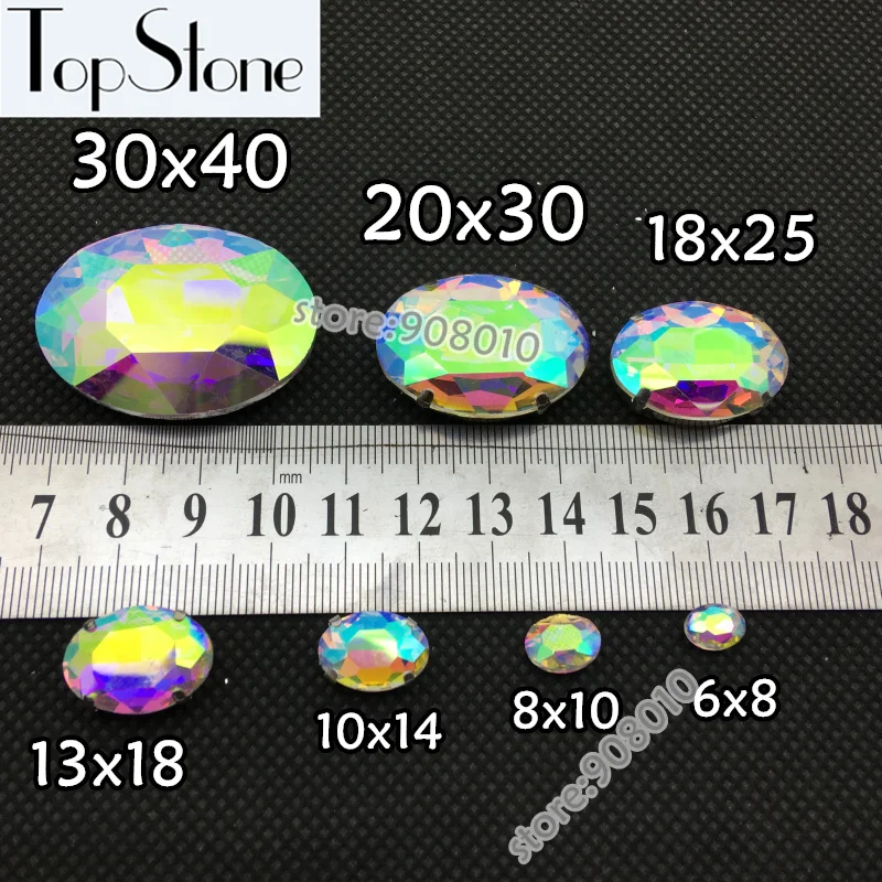 TopStone цветные стеклянные кристаллы для шитья овальной формы необычный камень с