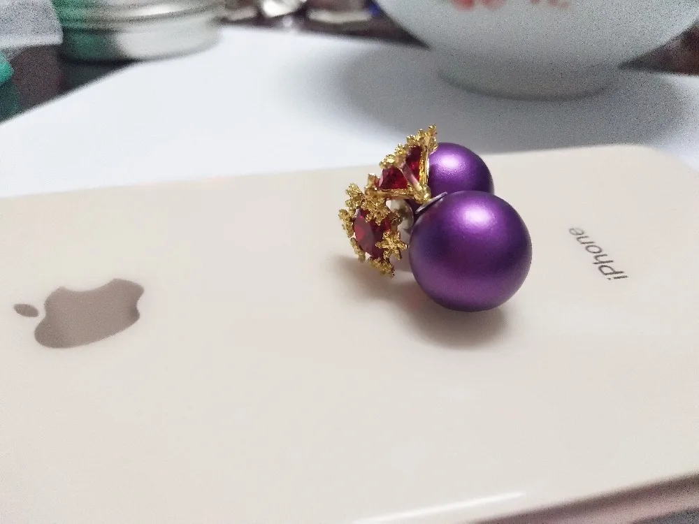 New high quality Silver Needle red snowflake earrings temperament wild personality creative frosted ball for women | Украшения и