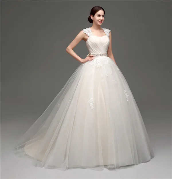 iLoveWedding Light Champagne Ball Gown Wedding Dresses Women Formal Tulle Lace Bridal Gowns With Sashes Vestidos de novia 30233 | Свадьбы и