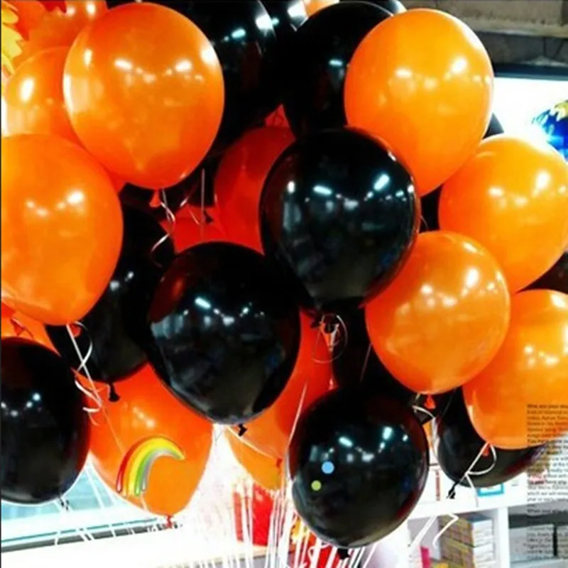 

10 inch 30 pcs Halloween balloon scene layout supplies wholesale balloon thick black orange balloons White balloons terror