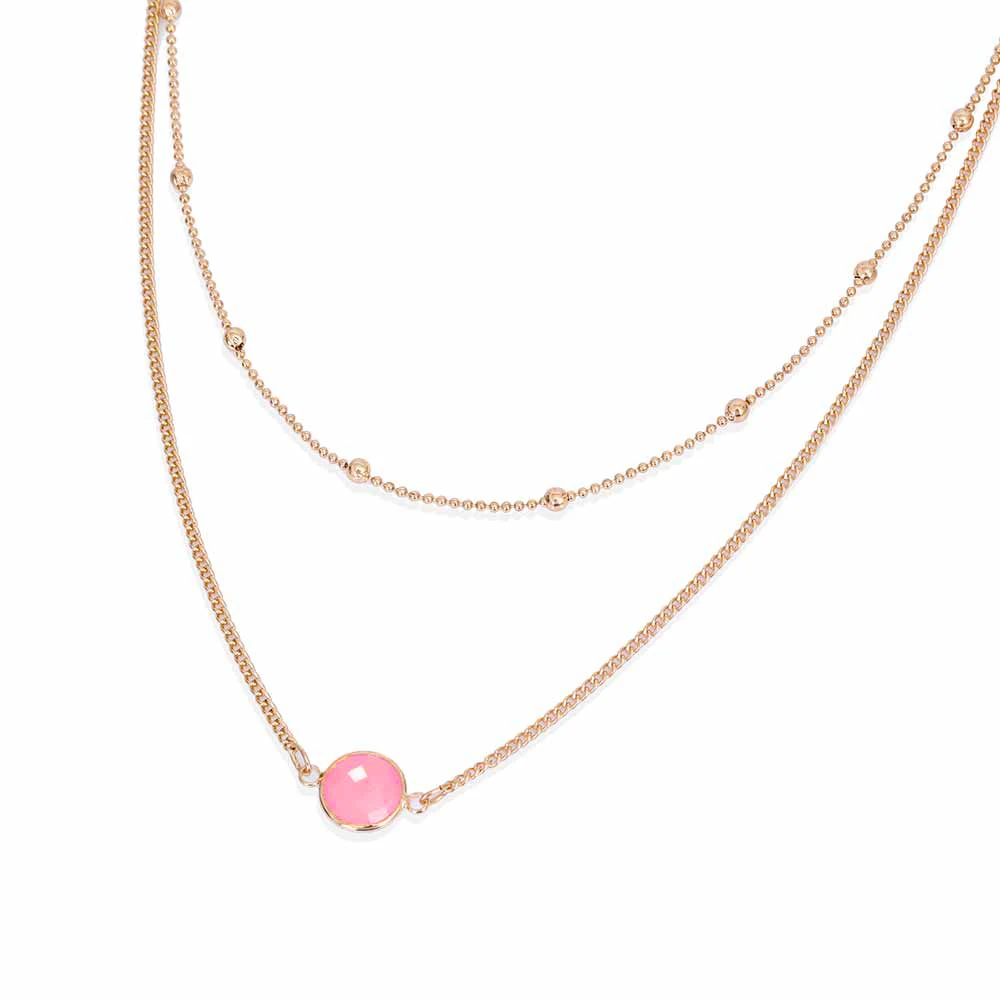 Модное двухслойное ожерелье чокер FAMSHIN с натуральным кристаллом золотого цвета