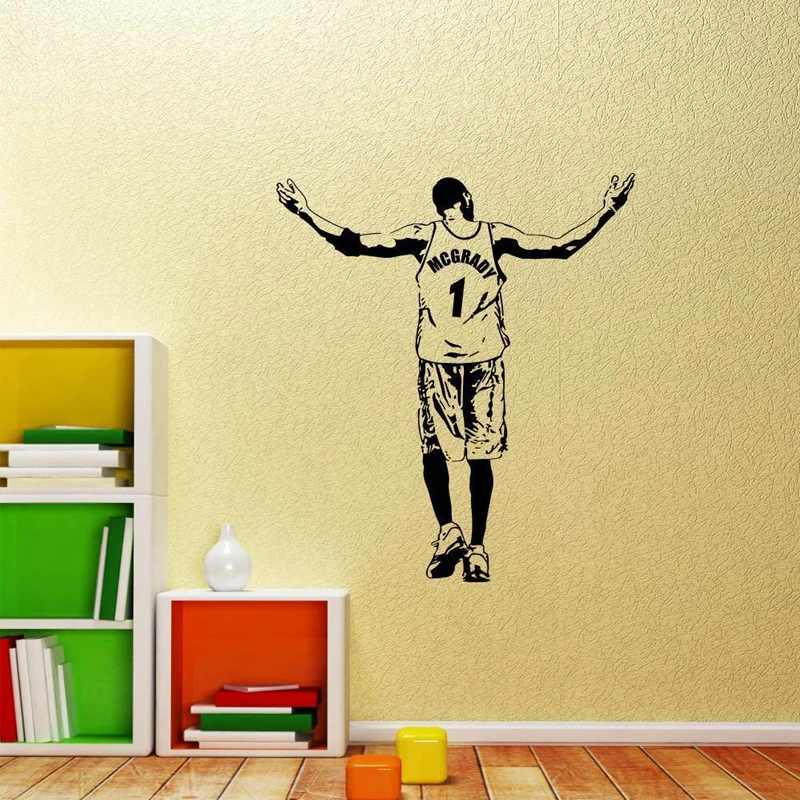 Basketball Star Background Arm Wall Stickers for Living Room Boys Bedroom Hobby Vinyl Decals Gym Art Decoration TA506 | Дом и сад