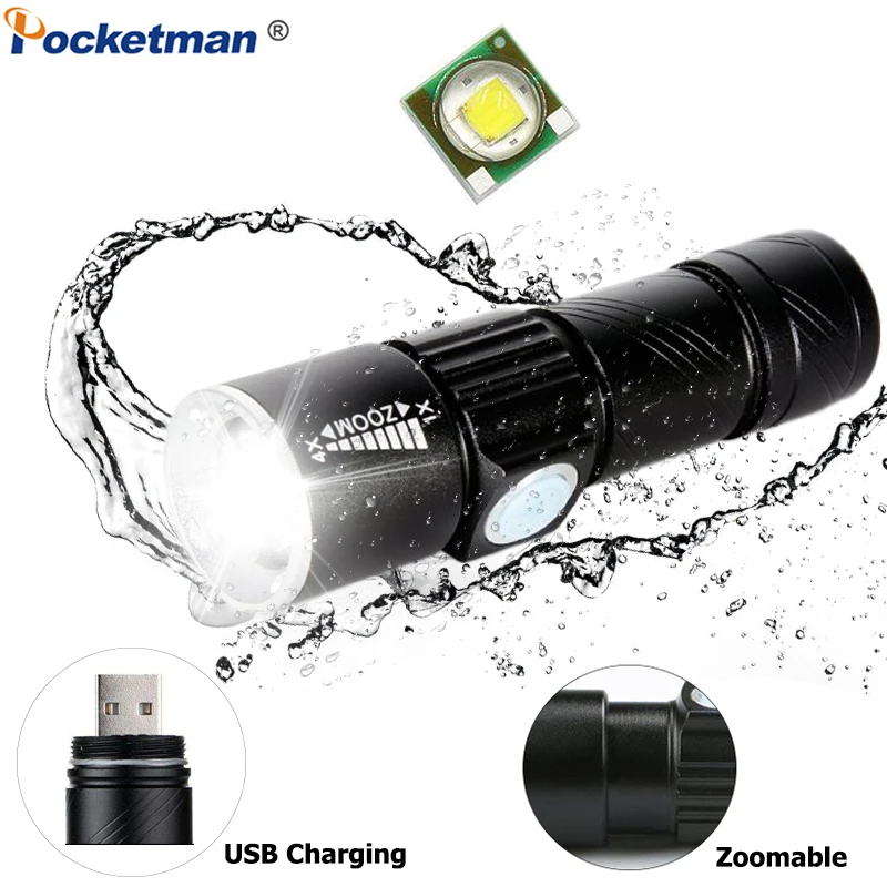 Фонарик светодиодный портативный с зарядкой от USB 2000 лм|Фонарики и осветительные