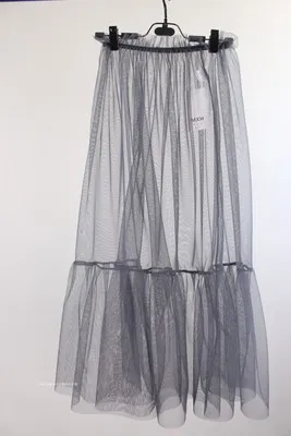 dark grey 90cm Лоскутная Прозрачная газовая полускользящая Однослойная юбка средней длины - Цвет: dark grey 90cm