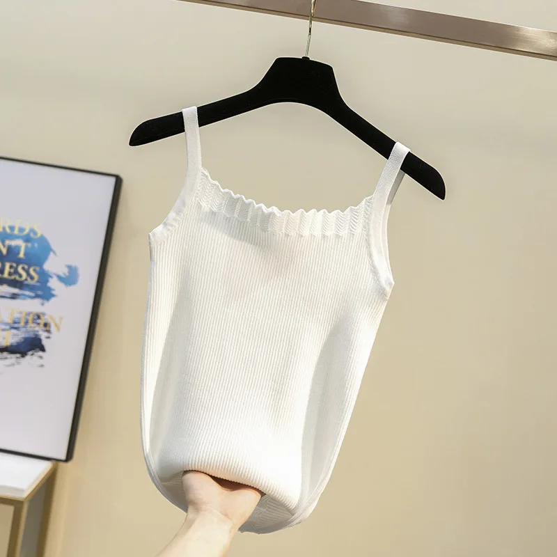 2019 Для женщин майки вязать ice Шелковый Топ пикантные летние С НАБОРНЫМИ