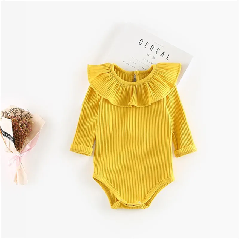yellow rompers Летняя одежда для маленьких девочек; комбинезоны с длинными рукавами для маленьких девочек; Весенний комплект одежды для новорожденных; Одежда для маленьких девочек; От 0 до 2 лет - Цвет: yellow rompers