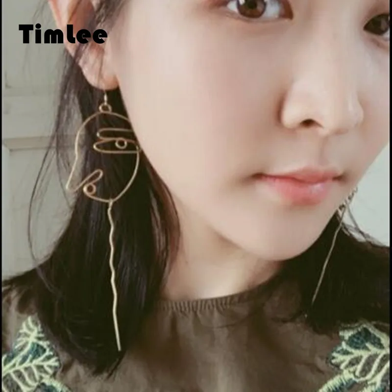 Timlee E099 серьги ручной работы с металлическим художественным лицом в стиле ретро