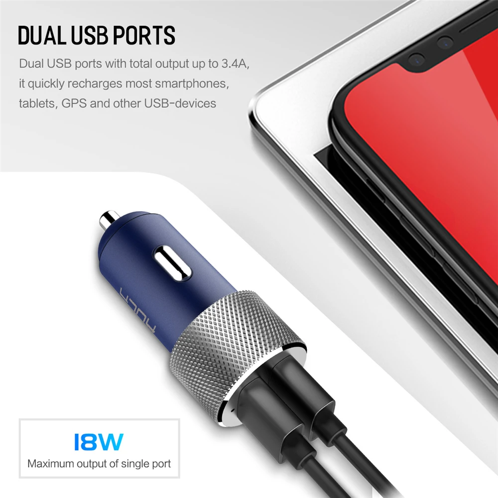 Rock автомобильное зарядное устройство для Xiaomi 18 W Qc3.0 Быстрая зарядка двойной Usb быстрая зарядка автомобильное зарядное устройство для iPhone 7 samsung huawei в автомобильный адаптер