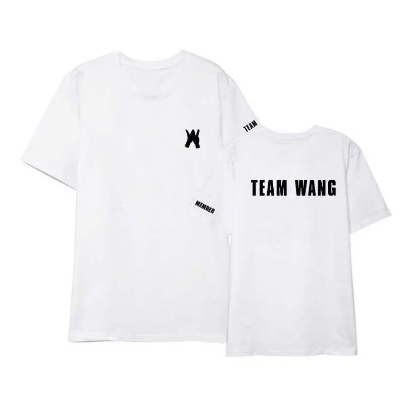 Футболка Kpop GOT7 Team Wang летняя футболка для пар черная Джексона с коротким рукавом