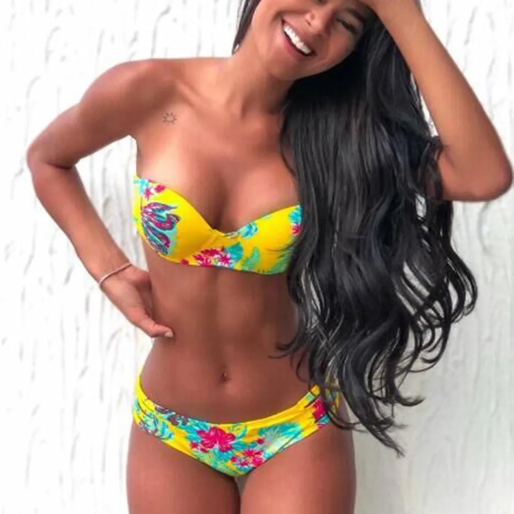 Женское бикини сексуальные 2020 женский сексуальный купальник с принтом из двух