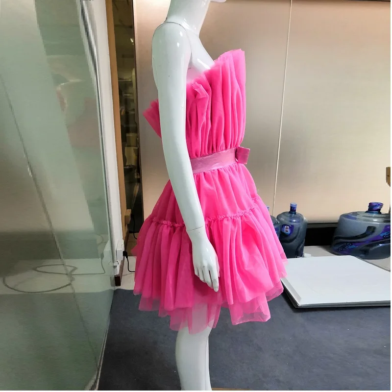 Новинка лета 2019 красные вечерние платья без бретелек модные Клубные мини а