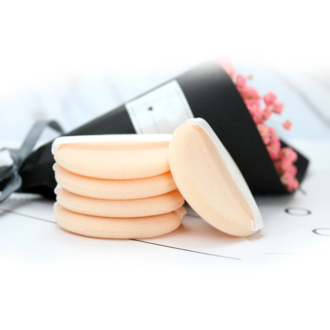 Мягкая приятная для кожи лица гладкая основа пудра косметическая пуховка 5 шт.