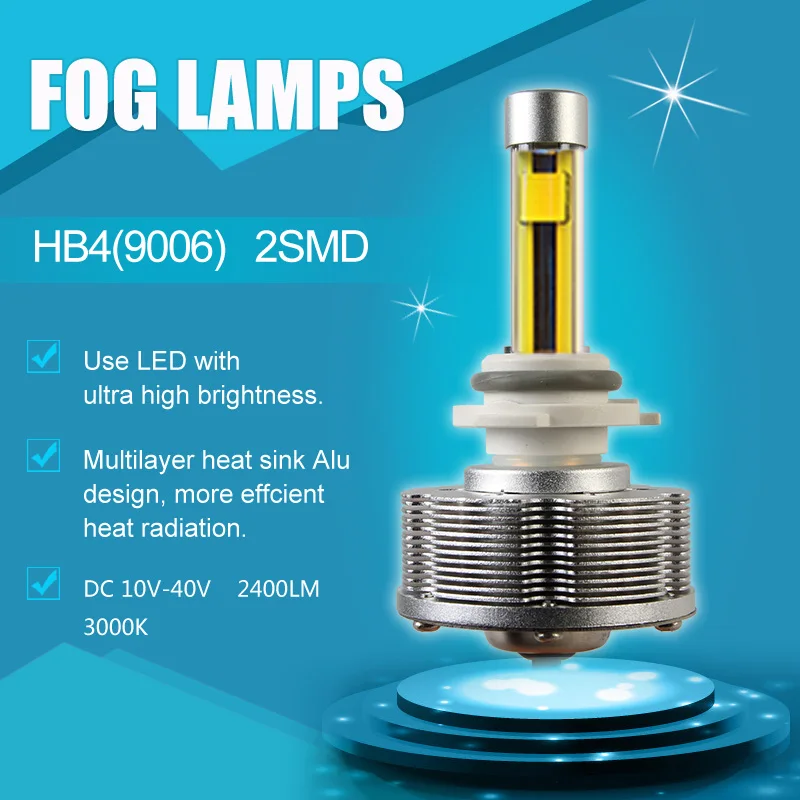 Пар HB4 (9006) LED Противотуманные фары авто convision лампы внешних Light 3000 К ультра яркий