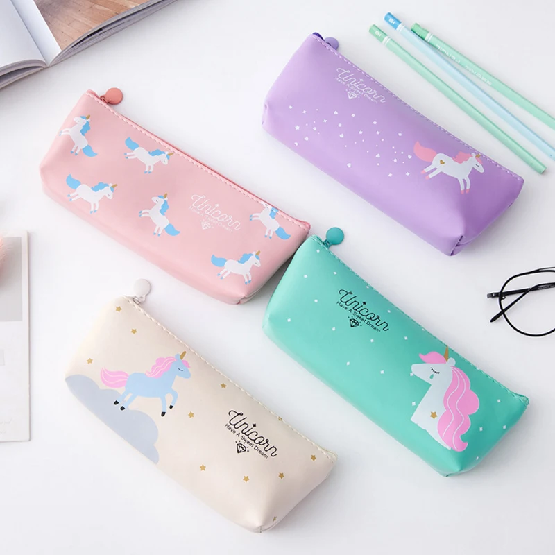 1 шт./лот в простом стиле Единорог Карандаш Чехол Kawaii школьные принадлежности PU пенал для карандашей, офисные школьные инструменты подарок для девочек вечерние поставки