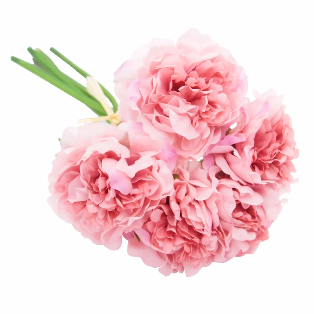 5 головок пион искусственный сушеный цветок шелк букет Свадебная вечеринка