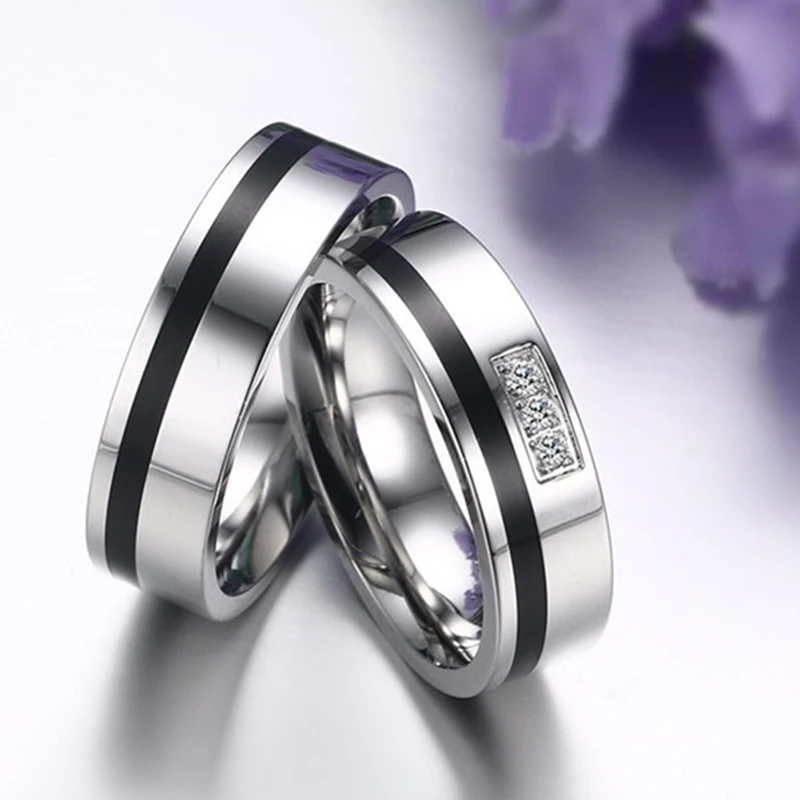 Серебряный Цвет Альянс Обручение Wedding Band Пару Кольца для Для женщин и мужчин Bague