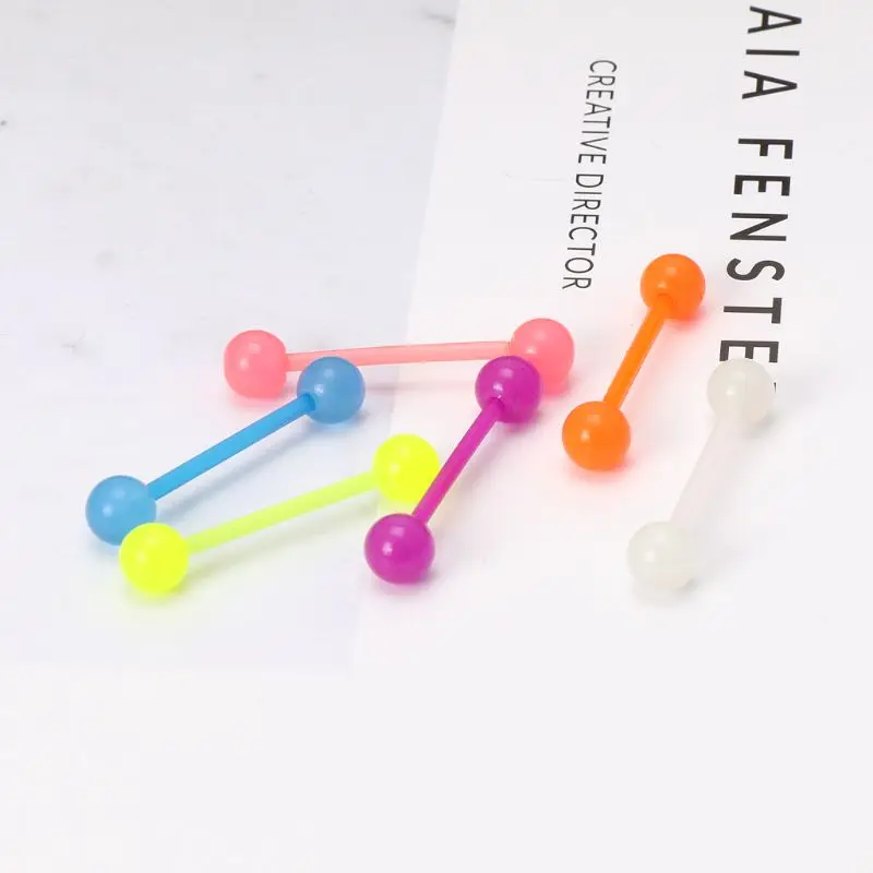 6 шт. акриловый Световой светящийся шар для языка носа серьги гвоздики пупка