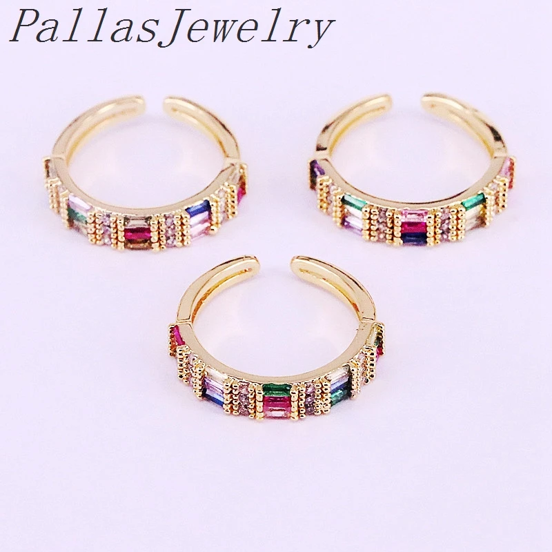 

10Pcs New arrived Latest Fashion jewelry engagement band ring paved colorful cubic zirconia gorgeous jewelry rings