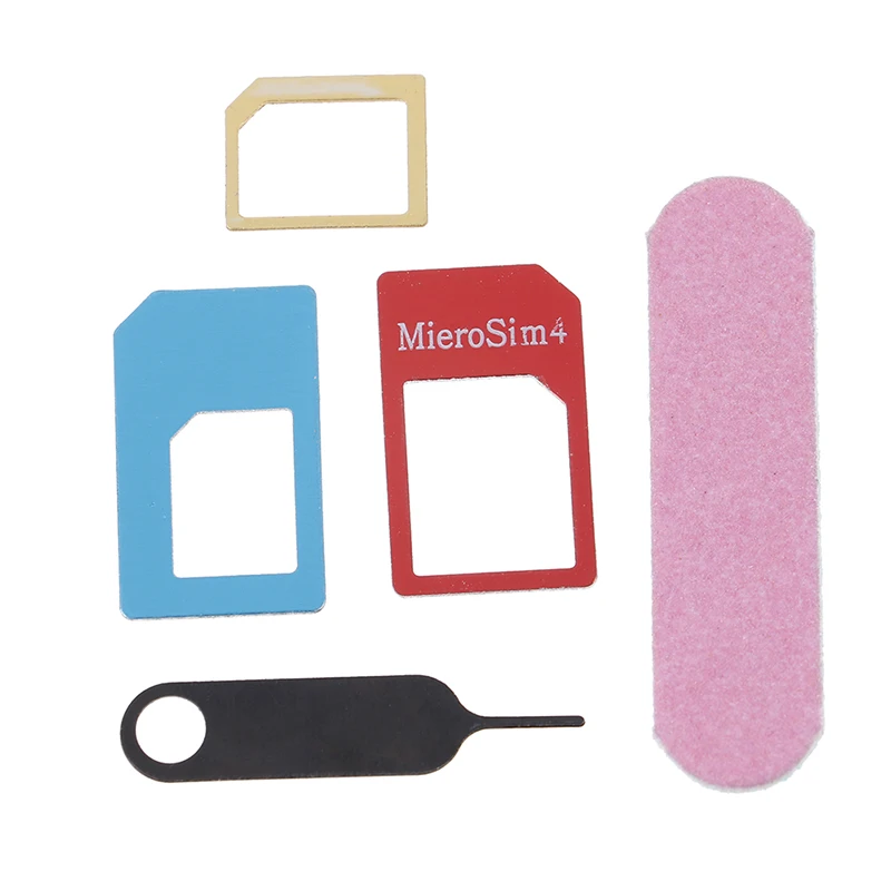 Набор адаптеров для Micro Sim-карты 5 в 1 конвертер с шлифовальной панелью открытая