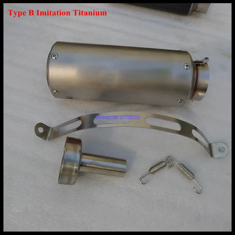 Type B Inlet 57mm Имитация Титан индивидуальные id: 51 мм/61 мм/63 мм/65 мм Мотоцикл выхлопная труба глушителя Escape гаситель с DB убийца перегородка Запчасти - Цвет: Type B Inlet 57mm