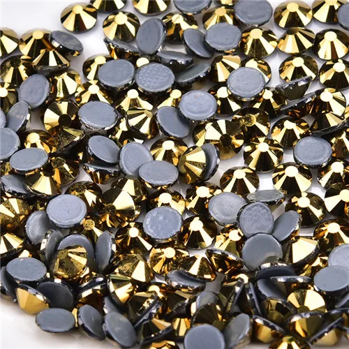 Gold mine color Высокое качество AAAAA дизайн ногтей аксессуары исправление страз SS6-SS30 Стекло Стразы Камень Кристаллы свадебное платье для ткань одежды - Цвет: Gold mine color