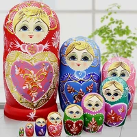 10 layersset 22cm baby toy nesting dolls wooden russian dolls matryoshka doll children christmas gift