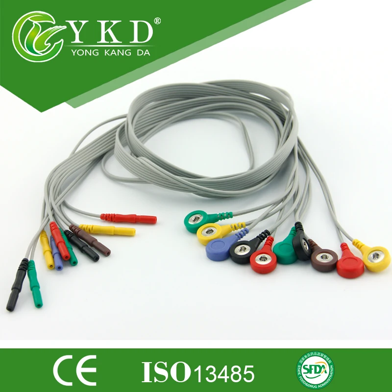 Din 1 5 стильный holter кабель для ЭКГ с IEC 10 lead snap |