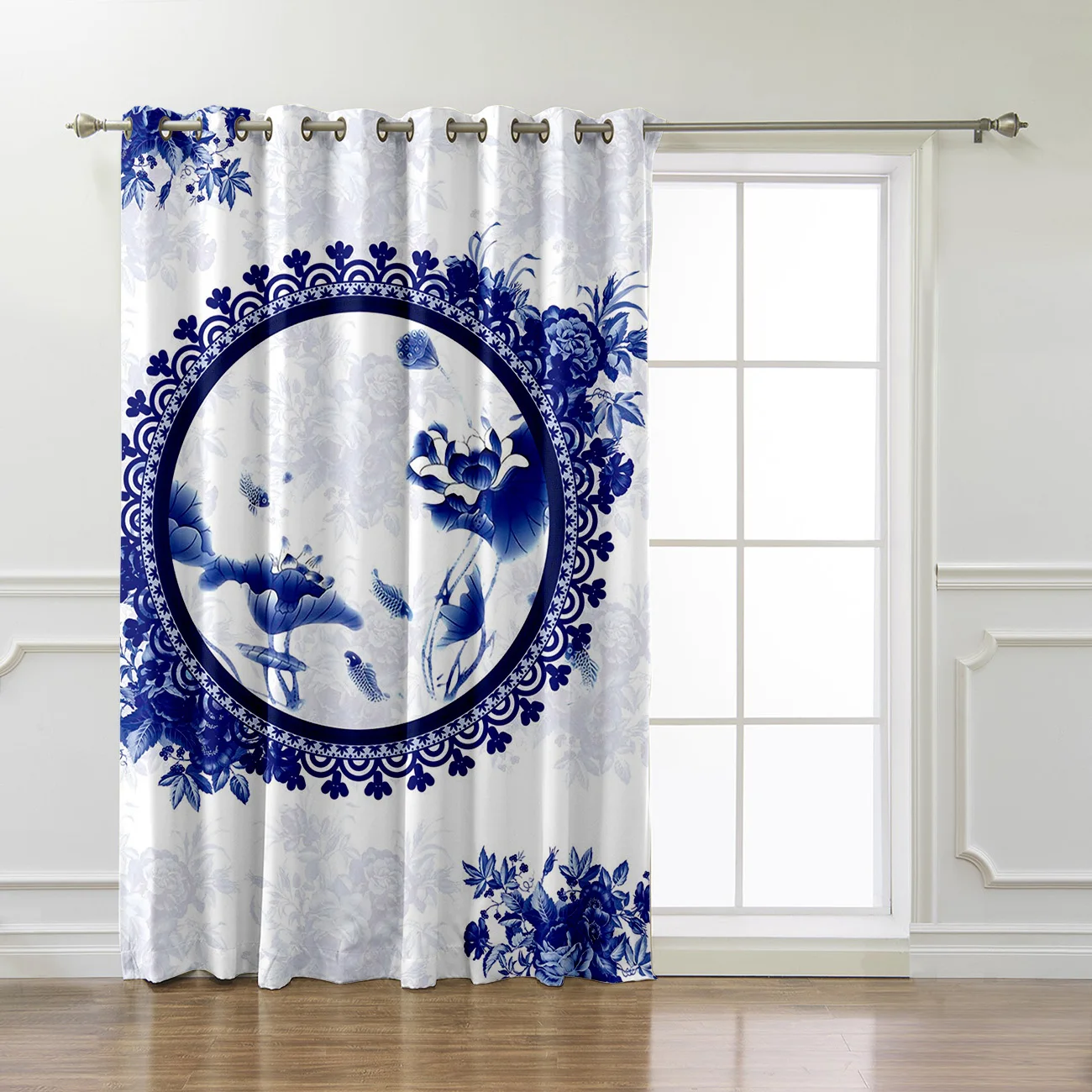 Классические занавески с цветами лотоса для комнаты большие оконные темные