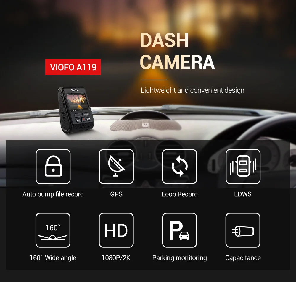 VIOFO a119 видеорегистратор Автомобильный gps 1080P Full HD Novatek 96660 Dashcam приборная панель CPL