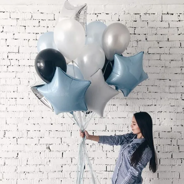 6 шт. детский душ Globos 18 дюймов Белый розовое золото Звездные гелиевые фольгированные шары день рождения девочки мальчика 1st вечерние Принадлежности Декор чистый цвет