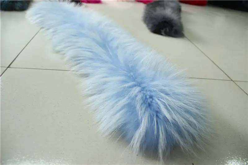 Зимний женский большой воротник из натурального меха енота - Цвет: Sky blue