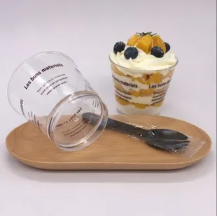 50pcs with lid spoon 200 мл 50 шт./компл. мусс, десертные чашки прозрачный Пластик пудинг чашки мини чашка для парфэ прозрачная крышка для чашки ложка для мороженого инструмент - Цвет: 50pcs with lid spoon