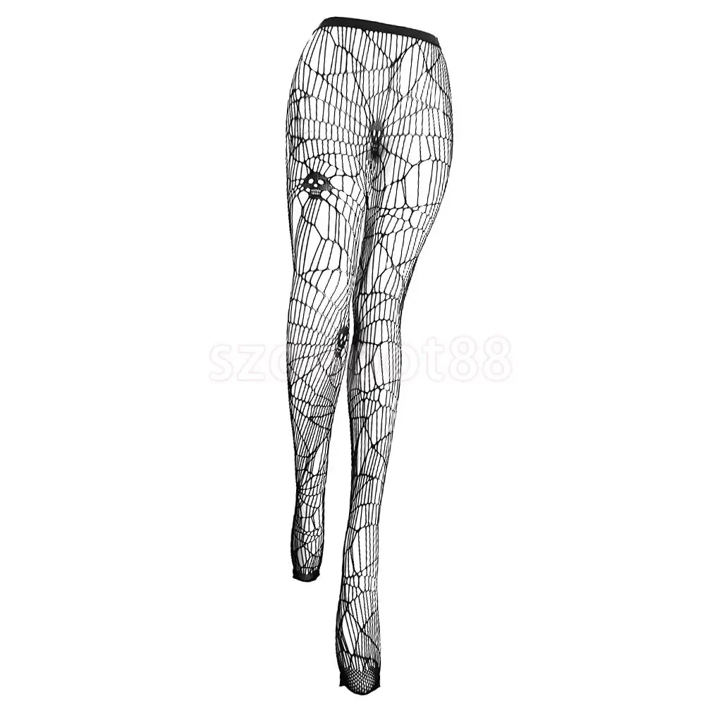 Gothic Rockabilly Ladies Skull Fishnet Stockings Halloween Party Costume Hold Up Fancy Dress | Тематическая одежда и