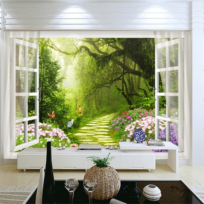 

wellyu papel de parede 3d Custom wallpaper Outside the forest forest flowers 3D TV background wall photo wallpaper