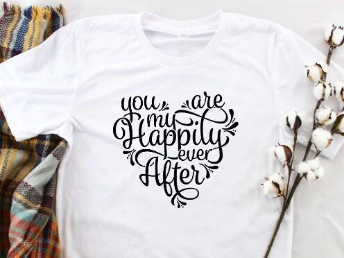 

You are my happily ever after big heart graphic women Valentines slogan grunge tumblr cotton casual tees goth party t shirt tops