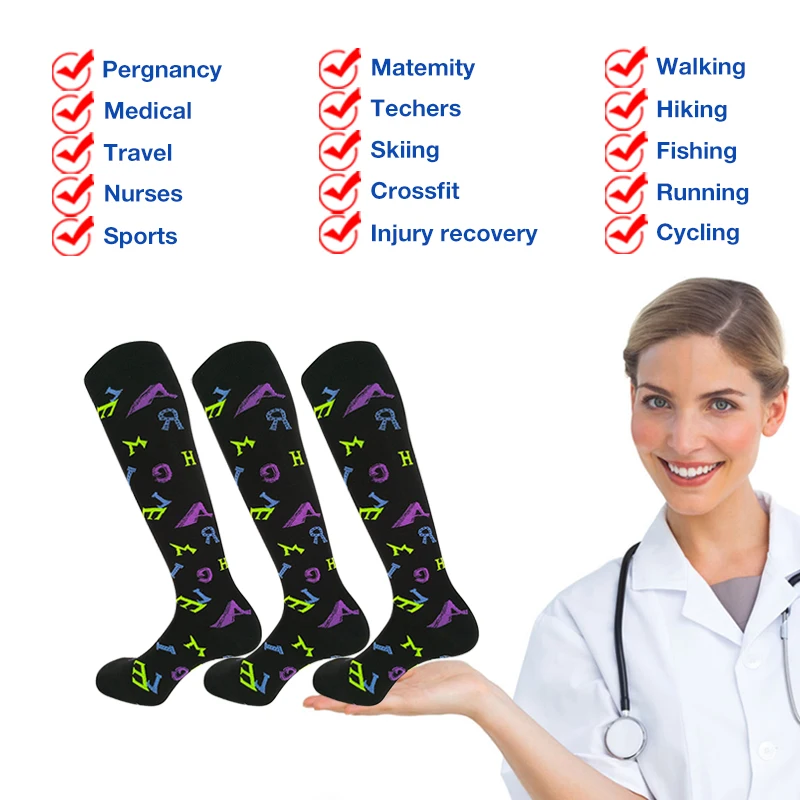 IDEALSLIM 3 Pairs Compression Knee High Stockings for Women Men Outdoor Pressure | Женская одежда