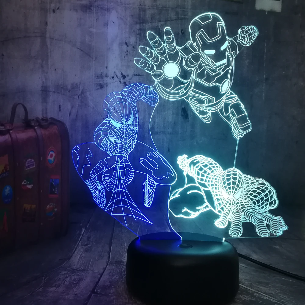 Крутой Marvel Человек-паук Железный человек яд смешанный двойной цвет 3D