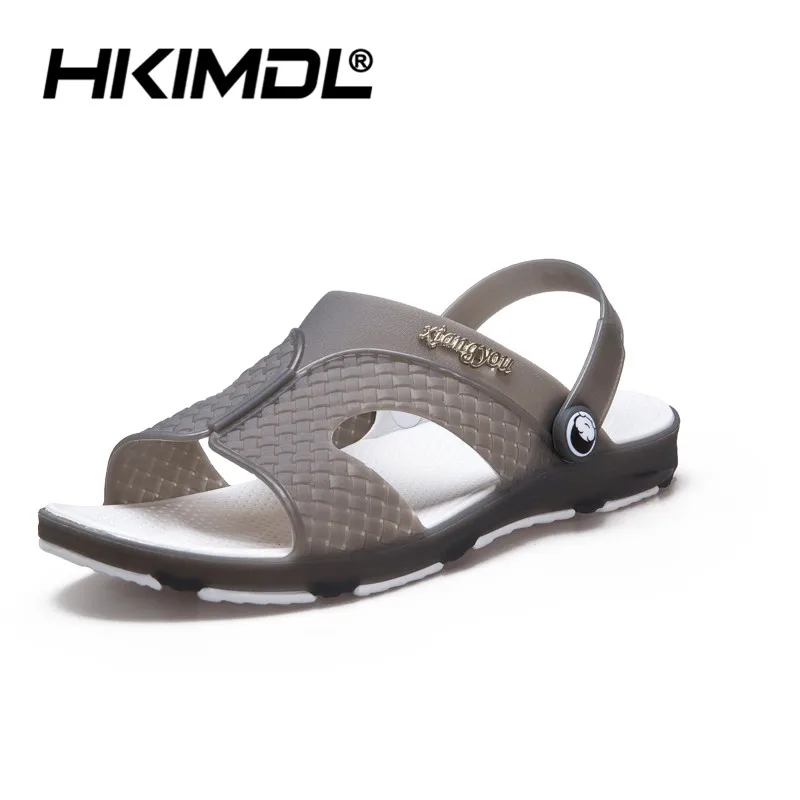 HKIMDL Goedkope Mannen тапочки Ademend Buiten зомер Heren Schoenen режим Nieuwigheid Ontwerp Повседневное Strand тапочки Mannen - Цвет: HUISE