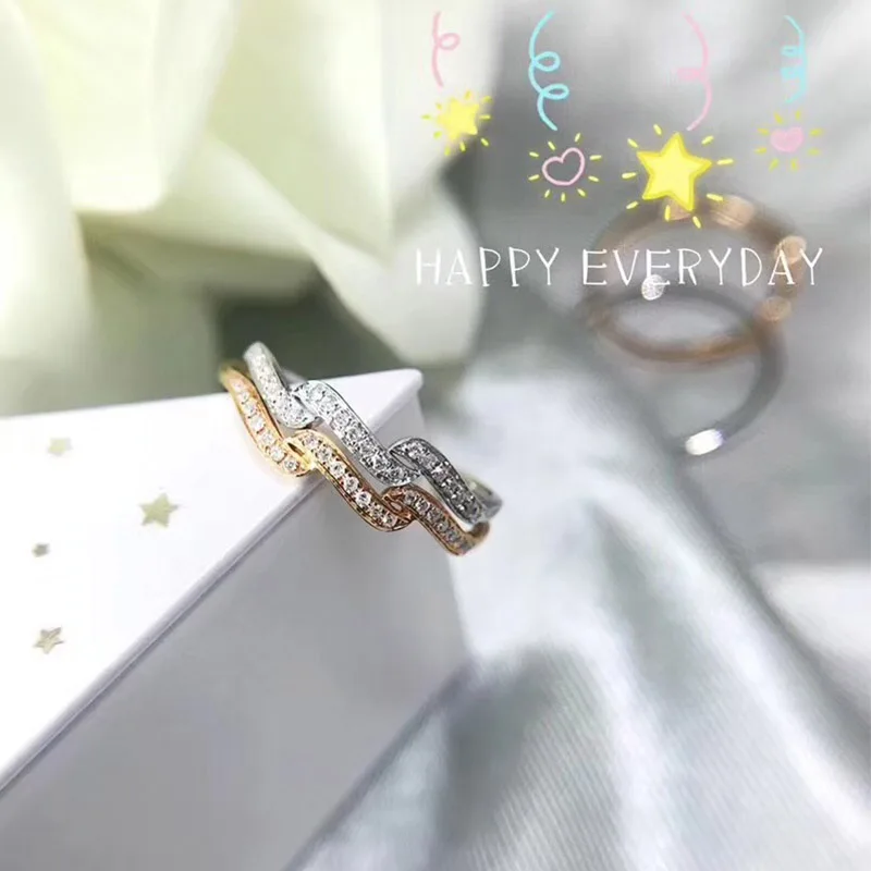 ANI 18 K розовое/белое золото (AU750) Женское Обручальное кольцо сертифицированное I/SI