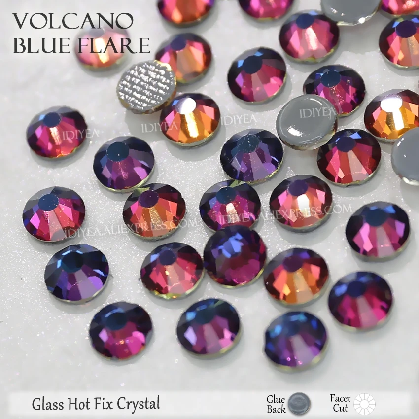 Volcano Blue Flare Высокое качество Горячая фиксация Стразы SS6 SS10 SS16 SS20 SS30 Стразы плоская задняя часть исправление камней Кристаллы Блестки для DIY одежды платье - Цвет: Volcano Blue Flare