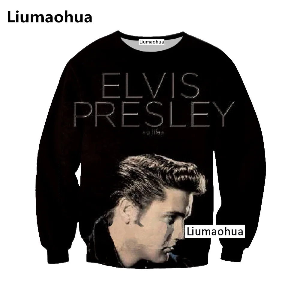Liu Maohua's latest 3D printing ELVIS Presley men's sweatshirt rock print hip hop punk | Мужская одежда