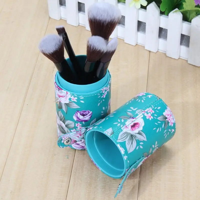 FloralPrintedTravelPULeatherCosmeticBrushPenHolderMakeupEmptyHolderMakeupArtistBagBrushesOrganizerMakeUp|Наборы инструментов для