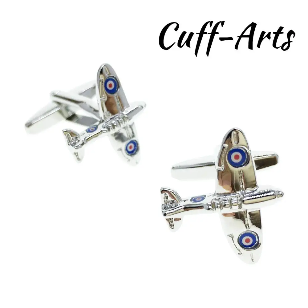 Запонки Spitfire самолет RAF запонки джентльмен мужские подарки Новые булавки женское платье броши C10155 - Окраска металла: Платиновое покрытие