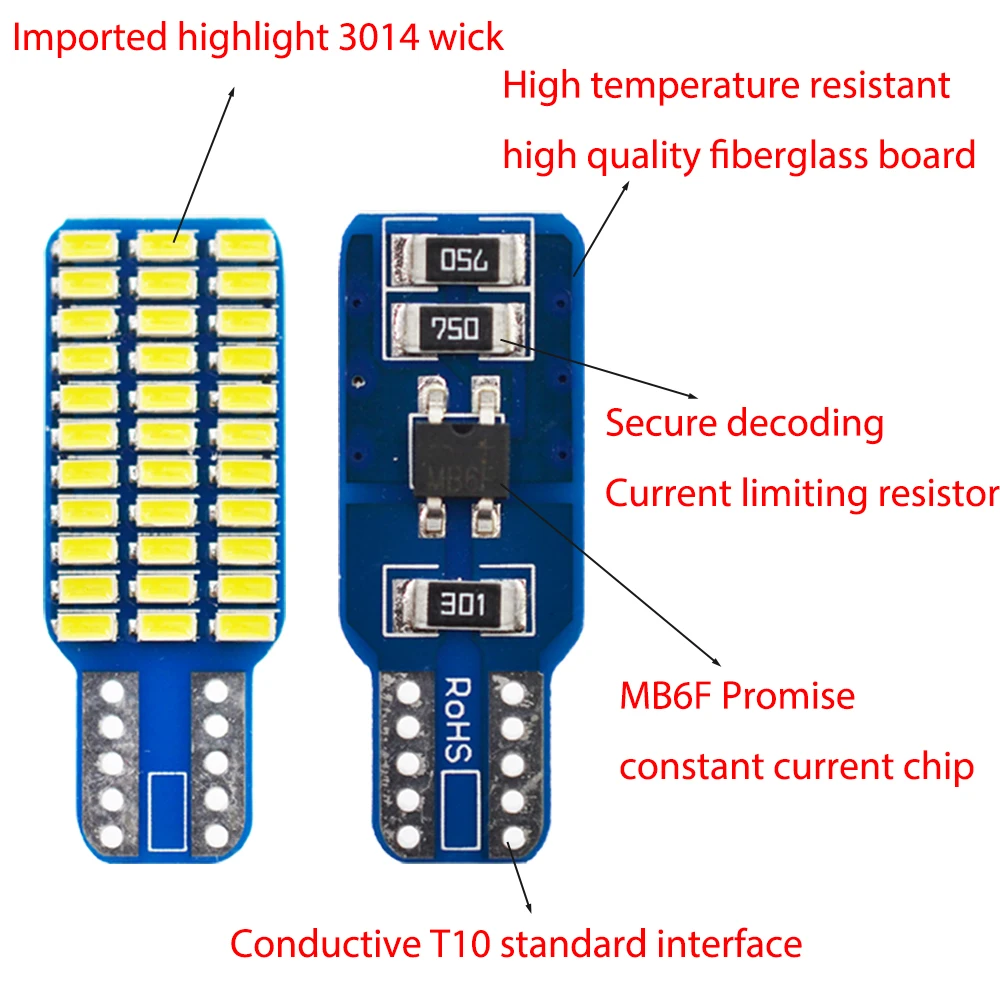 W5W Автомобильный светодиодный T10 Canbus лампы без ошибок 3014 33smd сигнал поворота номерного знака фары для багажника лампы теплый белый DC 12V 6000K