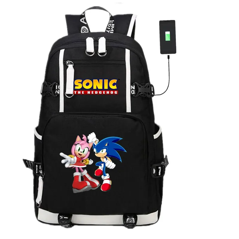 KH302 Аниме игра Соник Ежик USB рюкзак косплей черный унисекс подростков дорожная сумка для ноутбука через плечо школьные сумки подарок - Цвет: KH302