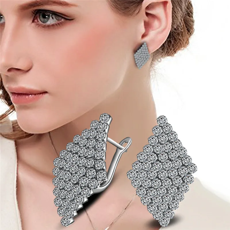 Женские серьги кольца с кристаллами TJP ювелирные изделия из стерлингового