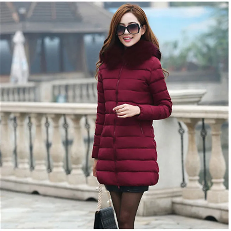 wine red XL-7XL размера плюс женское зимнее пальто Длинная Куртка Теплая Повседневная хлопковая Куртка парка женская одежда 8 цветов Верхняя одежда Пальто 1810161 - Цвет: wine red