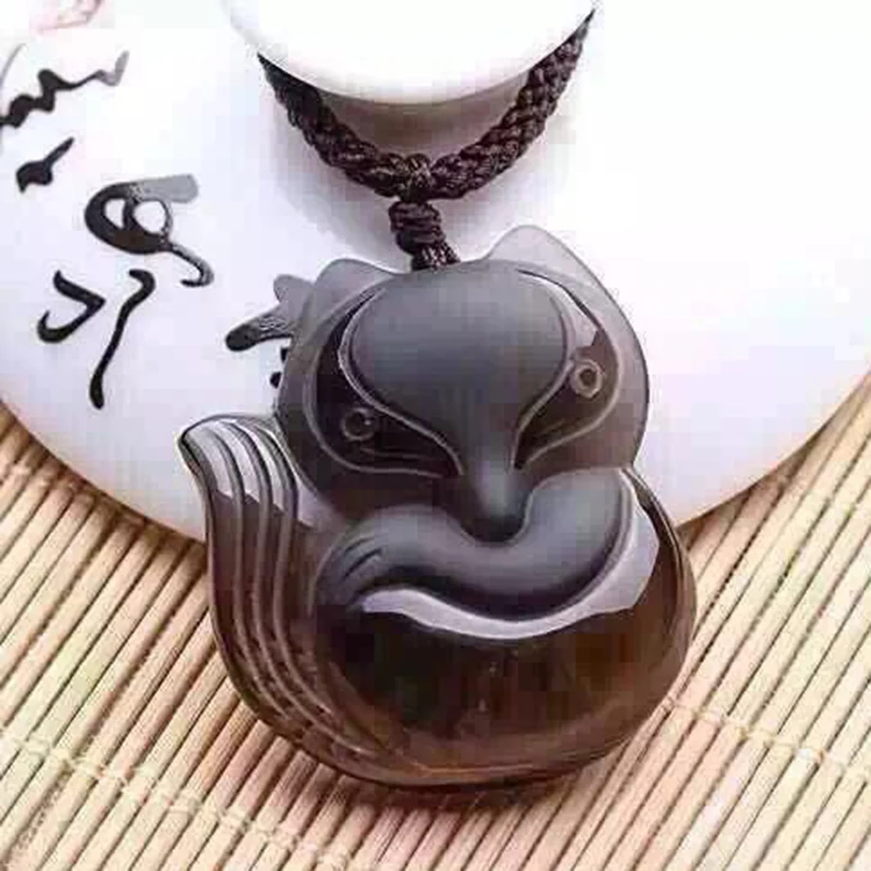 JoursNeige ледяная проволока для волос натуральный обсидиан кулон с лисой ожерелье